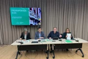 Sandra Castro, Agustí Jiménez, Joan Talarn i Rosa Pujol, ahir durant la presentació. - M. CODINAS