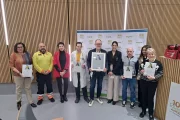 Purroy, al centre, amb membres dels altres hospitals de Lleida, el SEM i del col·legi Pinyana. - SCD