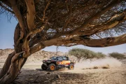 El cotxe d’Isidre Esteve passa al costat d’una acàcia ahir durant l’etapa del Dakar. - EDO PHOTO
