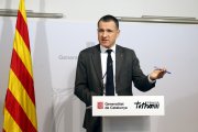 El conseller d'Agricultura, Oscar Ordeig, en roda de premsa a la seu del Departament a Lleida.