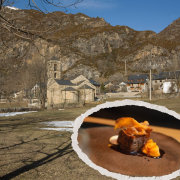 Vista de Barruera con un plato del restaurant El Ventador.