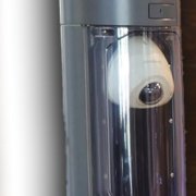 El fanal ‘intel·ligent’ amb càmera, anomenat Candela, ahir a l’estand de la Paeria a Municipàlia