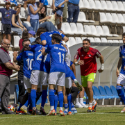Els jugadors del Lleida celebren un gol diumenge passat.