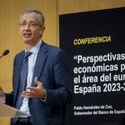 El governador del Banc d’Espanya, Pablo Hernández de Cos, en una de les seues últimes conferències.