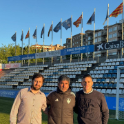 Bonet, amb Marc Torres i Raúl Fuster al Camp d’Esports.