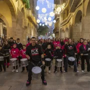 Una batucada va amenitzar els actes d’ahir a la plaça de la Paeria de Lleida. - PAERIA