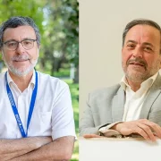 Els catedràtics de la UdL Xavier Matias-Guiu i Flocel Sabaté. - UDL