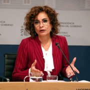 La vicepresidenta primera del govern espanyol, Maria Jesús Montero, durant la presentació del nou model de finançament.