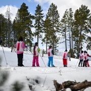Un grup d'escolars participant al programa Esport Blanc Escolar.