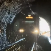 Filtracions d’aigua a l’interior del túnel el cap de setmana passat.