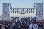 Un moment de l’actuació del DJ lleidatà Yung Prado, ahir en una nova edició del festival Algoritmo en la Seu Vella.