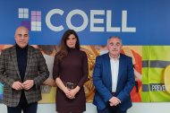 Josep Maria Gardeñes, Celia Ferrero i Pere Roqué, ahir a la seu de la COELL a Lleida.