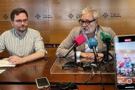 Fèlix Larrosa durant la seua compareixença d’ahir a la Paeria. - AJUNTAMENT LLEIDA