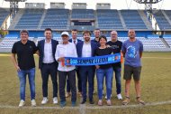 El consell social del Lleida CF, aquest dimecres, amb l'adjunt a la presidència del club, Marc Torres.
