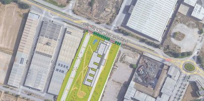 El pla que mostra com serà el crematori a la finca situada entre el carrer Almeria i l’N-240. - MAGDALENA ALTISENT