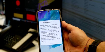 Missatge d'alerta durant la prova del sistema ES-Alert a Tarragona