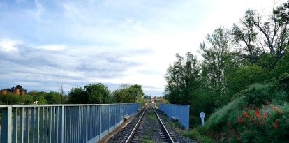 Un punt del tram de via on es farà la renovació de travesses, carrils i balast a Vilanova de la Barca.