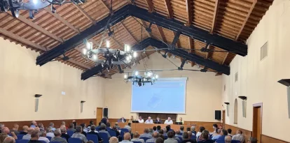 Assemblea del Canal d’Urgell en què es va presentar el projecte de modernització als regants. - ACN