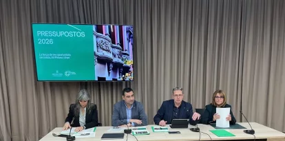 Sandra Castro, Agustí Jiménez, Joan Talarn i Rosa Pujol, ahir durant la presentació. - M. CODINAS