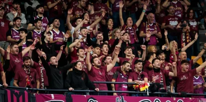 Prop de 150 lleidatans van acompanyar l’Hiopos a les grades del Bilbao Arena. - ACB PHOTO/AITOR ARRIZABALAGA