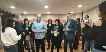 Un moment de la trobada nadalenca d'ERC amb periodistes a Lleida aquest divendres.