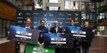 Imatge dels projectes i emprenedors guanyadors en la passada edició dels premis.