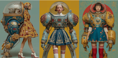 Tres de les imatges del projecte ‘ScifiNoveau: The Ornement of the Machine’, amb què el lleidatà Jordi Siscart ha guanyat un dels premis AI Design Awards.