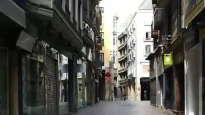El carrer Major de Lleida, buit