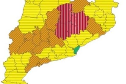 Mapa de perill meteorològic per a aquest dissabte a la tarda.