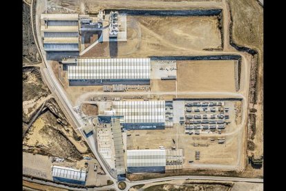 Vista aèria de la planta de Prefabricats Pujol a les Borges Blanques. - PREFABRICATS PUJOL