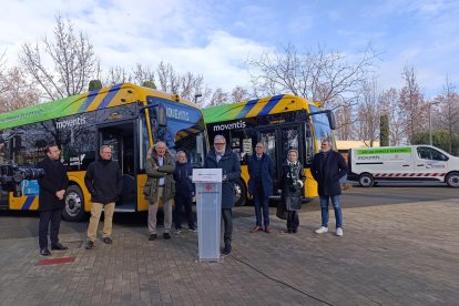L'acte de presentació dels nous busos elèctrics a la ciutat de Lleida.