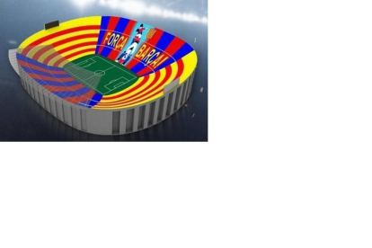Mosaico animado  ■  El Barça anunció cómo será el mosaico de 90.000 cartulinas creado para el Clásico del sábado. Será el primero animado de la historia, con unos enormes ‘castellers’.