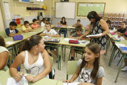 Imatge del primer dia de curs en una escola de Lleida.