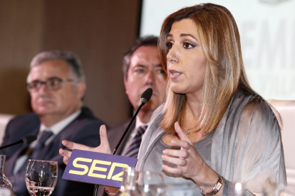 La presidenta de la Junta d’Andalusia i secretària general del PSOE-A, Susana Díaz, ahir a Sevilla.