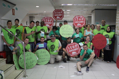Imatge d’una protesta de la PAH contra els desnonaments i en defensa del dret a l’habitatge.