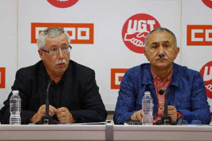 Toxo i Álvarez ahir en una roda de premsa conjunta on van analitzar la sentència del TJUE.