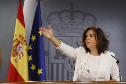 Sáenz de Santamaría, ahir durant la roda de premsa posterior a la reunió del Consell de Ministres.