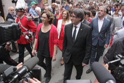Colau i Puigdemont, ahir després de la missa de la Mercè amb motiu de les festes de Barcelona.