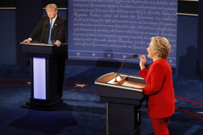 Imatge del primer debat televisiu entre Trump i Clinton.