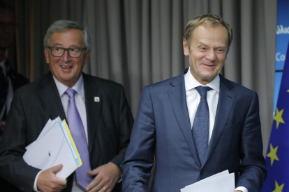 El president de la CE, Jean-Claude Juncker, i el president del Consell de la UE, Donald Tusk.