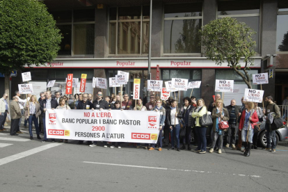 Imatge de la protesta sindical contra el Banc Popular.