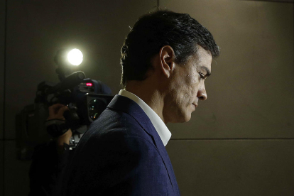 L’exsecretari general del PSOE Pedro Sánchez, ahir al Congrés després d’anunciar la renúncia a l’acta de diputat.