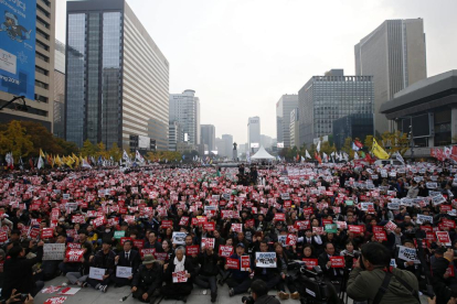Momento de la protesta en las calles de Seúl.