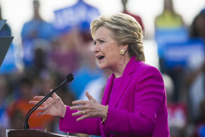 La candidata demócrata para la presidencia de EEUU, Hillary Clinton, durante un acto de campaña esta semana.