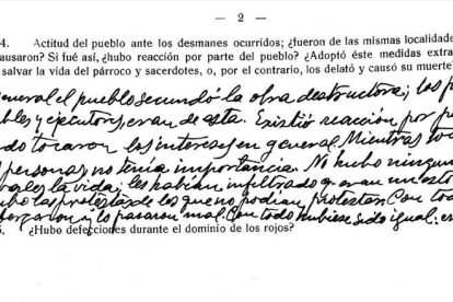 Fragment de l'enquesta al capellà Vilanova de Sixena el 1939