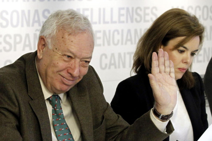 Margallo i Santamaría en una reunió del comitè executiu nacional del partit.