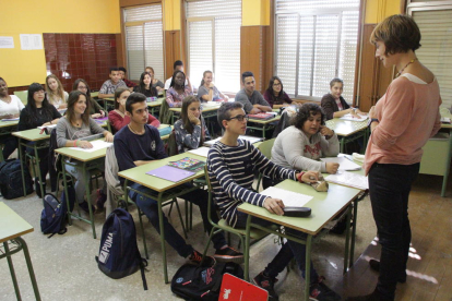 Imatge d'arxiu d'una classe d'institut a Lleida.