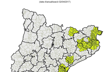 Mapa de municipis amb aplicació de mesures de bioseguretat