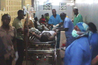 Heridos por los dos atentados en el hospital de Gome, Nigeria.