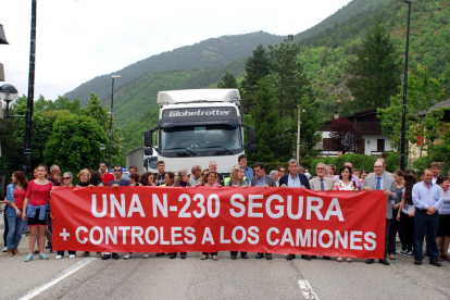 Mobilització a Vilaller el 2014 per reclamar més seguretat a la carretera N-230.